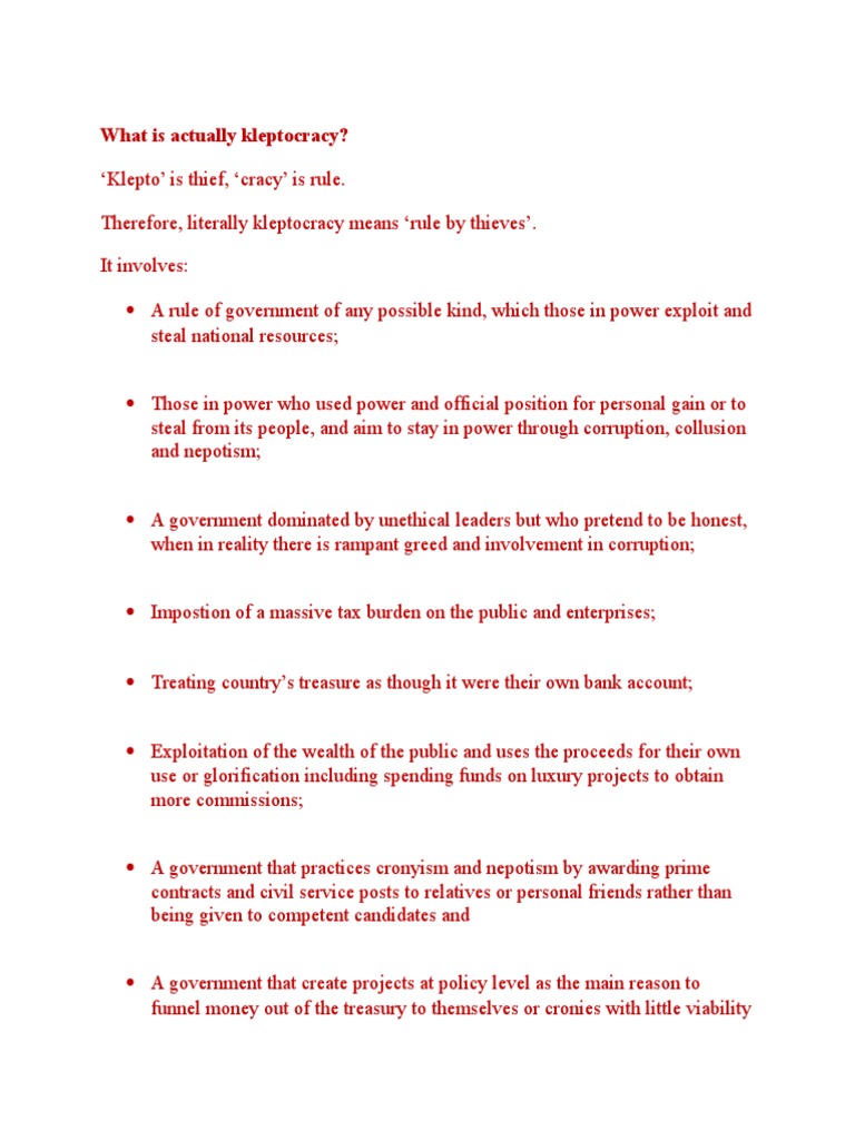 What Is Actually Kleptocracy PDF