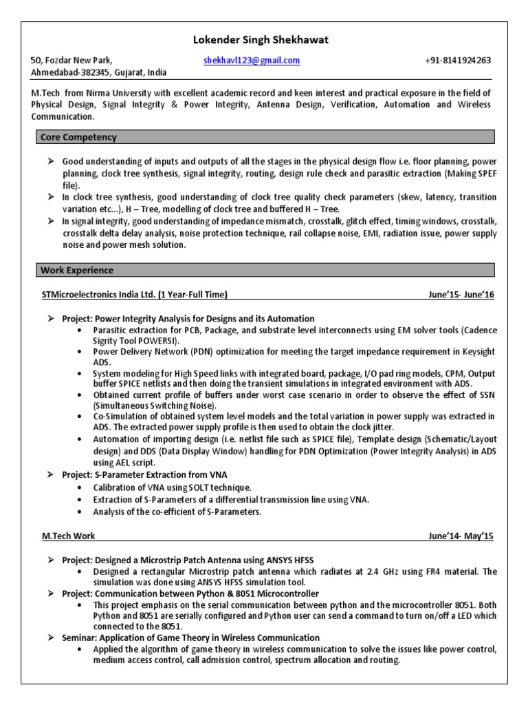 Lokender Singh Shekhawat Resume Summary | PDF | Spice | Computer ...