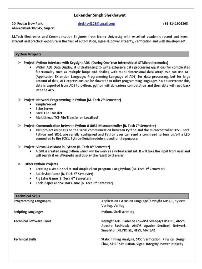 Lokender Shekhawat Python Resume | PDF | Python (Programming Language ...