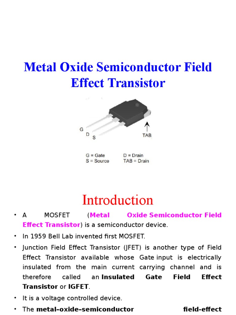 Metal Oxide Semiconductor Field Effect Transistor | PDF | Mosfet ...