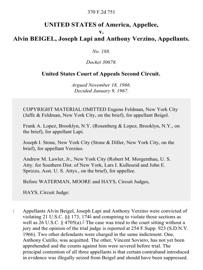 US v. Beigel et al: Drug Conviction Appeal | PDF | Supreme Court Of The ...