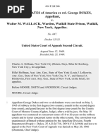 United States of America Ex Rel. George Dukes v. Walter M. Wallack, Warden, Walkill State Prison, Walkill, New York, 414 F.2d 246, 2d Cir. (1969)