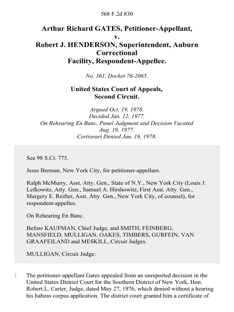 Arthur Richard Gates v. Robert J. Henderson, Superintendent, Auburn
