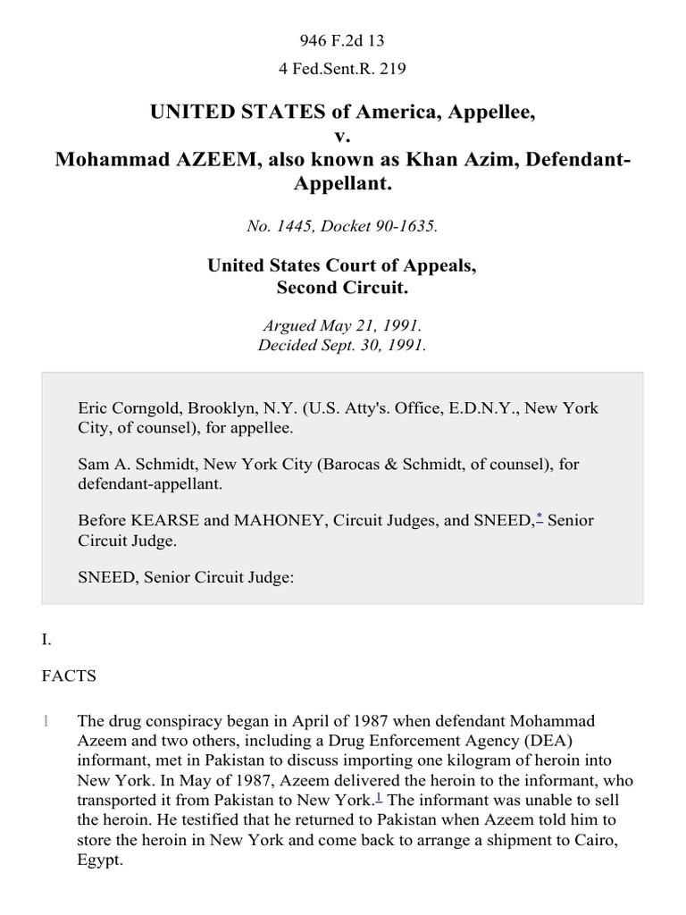 Azeem Heroin Conspiracy Appeal Ruling | PDF | United States Federal ...