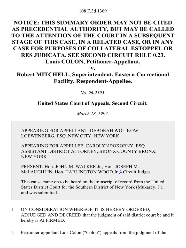 Colon v. Mitchell: Habeas Corpus Appeal | PDF | Confession (Law) | Virtue