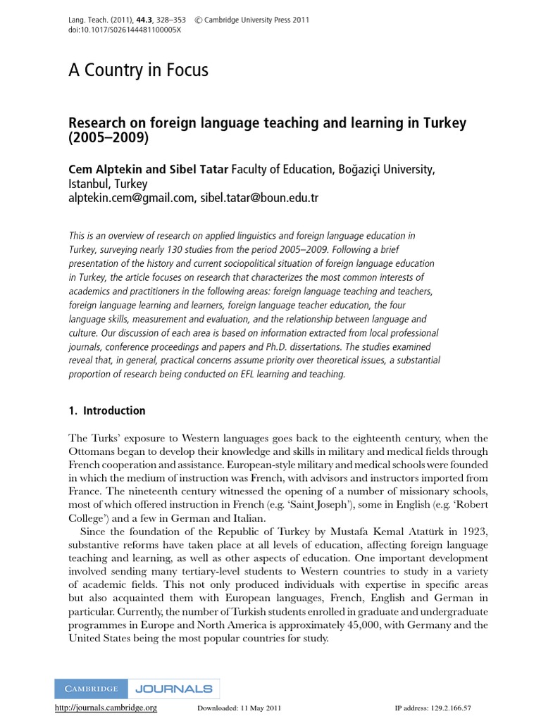 Alptekin, C., & Tatar, S. (2011) - Research On Foreign Language ...