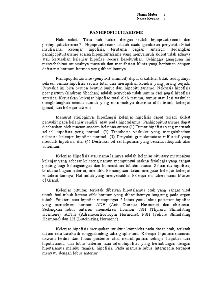 PANHIPOPITUITARISME | PDF