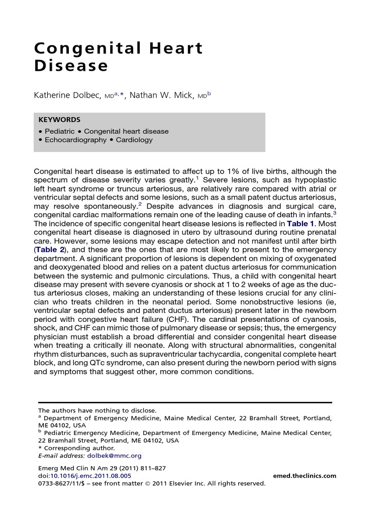 Congenital Heart Disease (2011) | PDF | Congenital Heart Defect | Heart ...