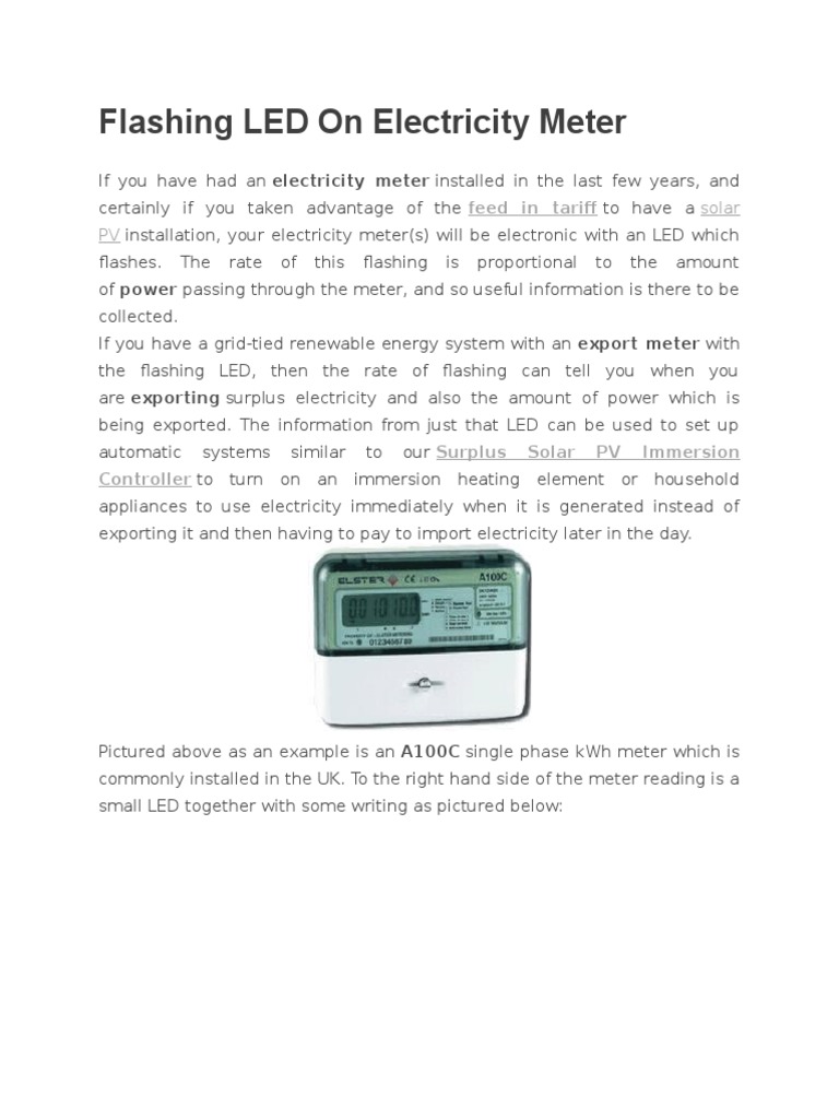 Referensi Flashing LED On Electricity Meter PDF Kilowatt Hour Watt