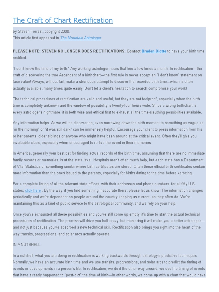 Chart Rectification Steven Forrest | Download Free PDF | Planets ...