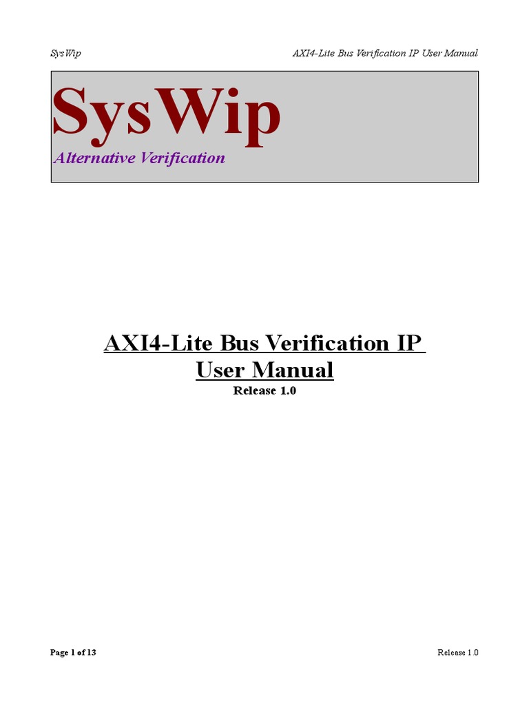 AXI4-Lite Verification IP Guide | PDF | Queue (Abstract Data Type ...