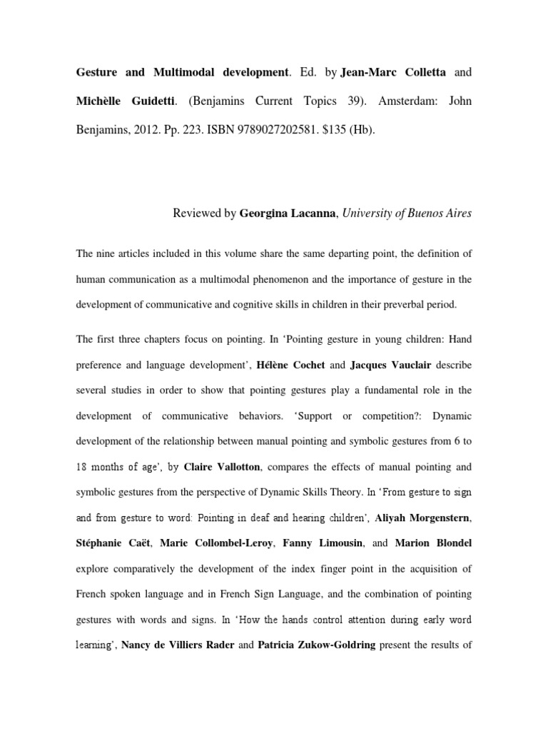 Reseña de Gesture and Multimodal Development | PDF | Gesture | Language ...