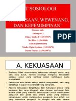 SOSIOLOGI (Kekuasaan, Wewenang, Dan Kepemimpinan)