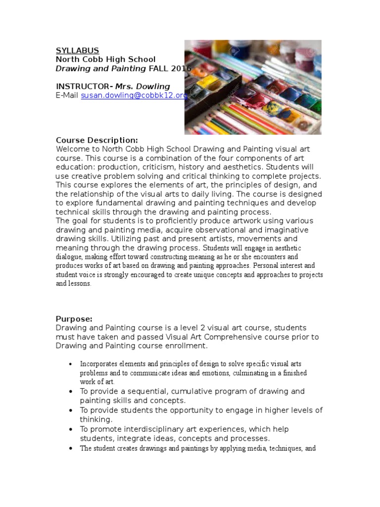North Cobb High School Art Syllabus | PDF | Drawing | Paintings