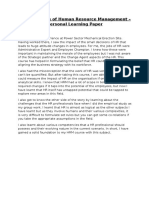 Fundamentals of Human Resource Management - Personal Learning Paper