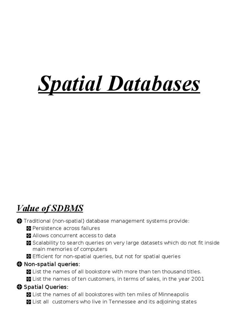 Spatial database pdf geographic information system databases
