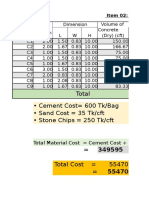 Total - Sand Cost 35 TK/CFT - Stone Chips 250 TK/CFT - Cement Cost 600 Tk/Bag