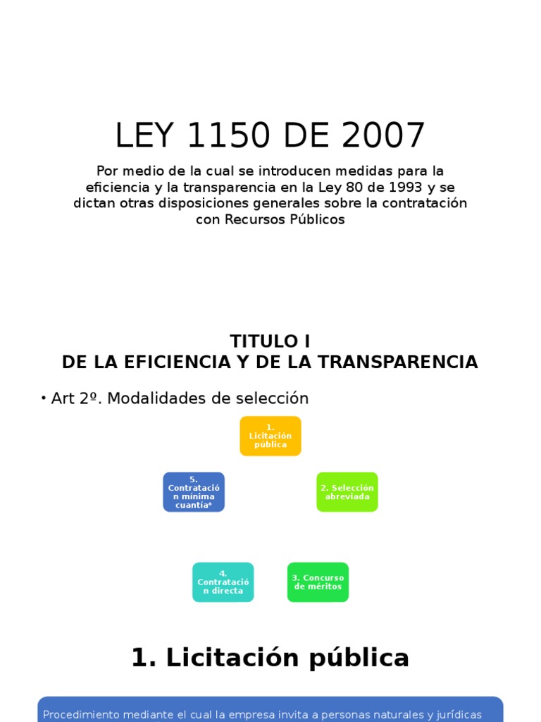 Ley 1150 de 2007