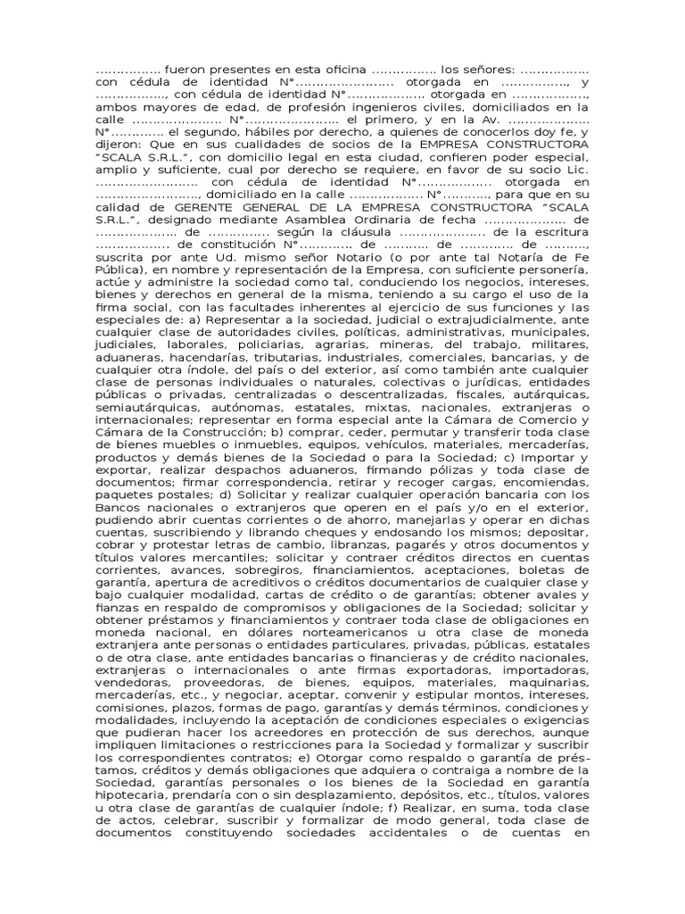 Poder Notarial Ejemplo | Carta de crédito | Bancos