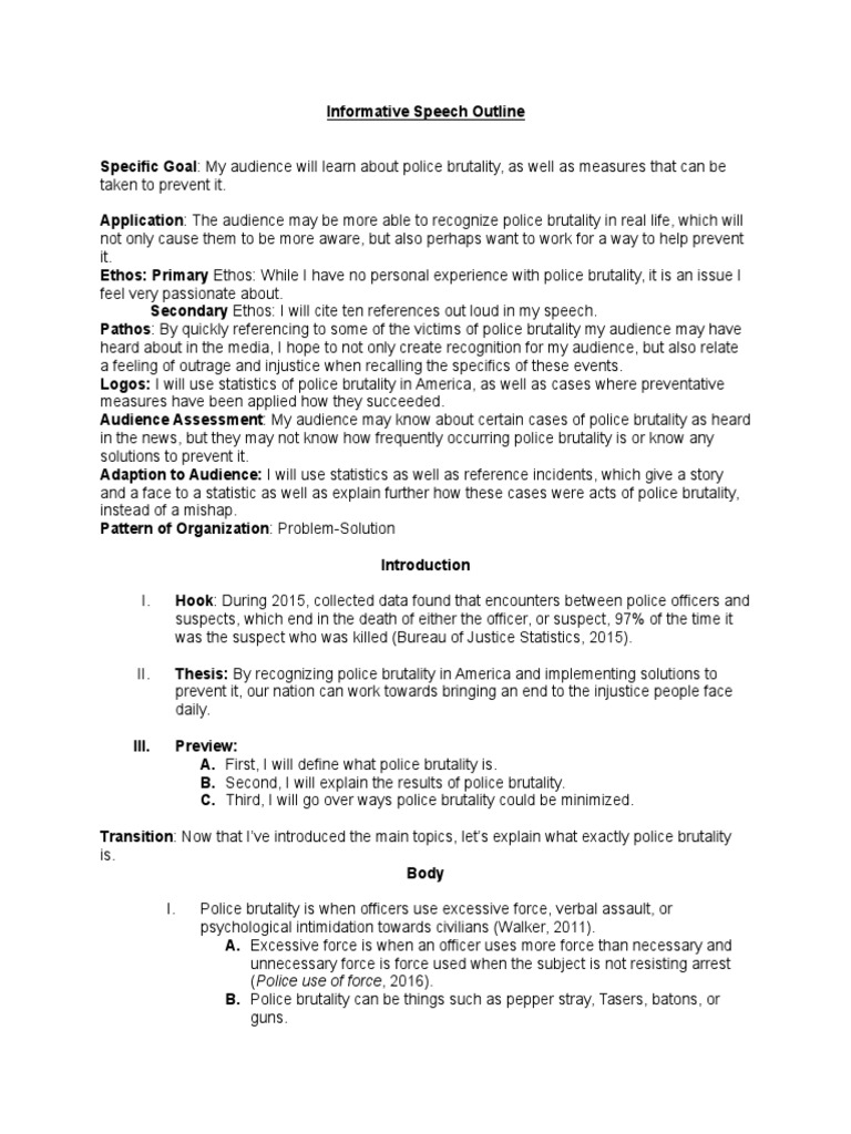 Police brutality speech example picture