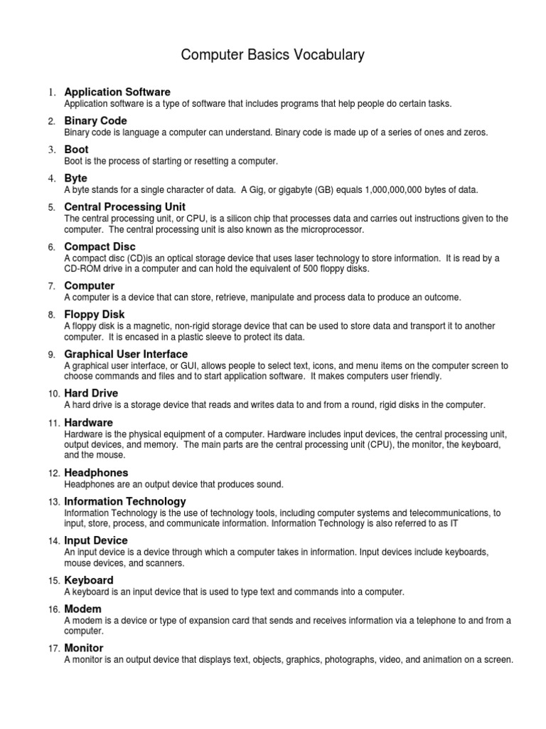 Vocabulary | PDF | Input/Output | Computer Data Storage