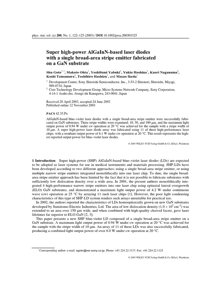 Super High-Power AlGaInN-based Laser Diodes | PDF | Laser | Electronics