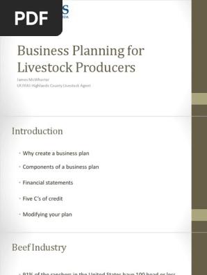 Business Planning for Livestock Producers