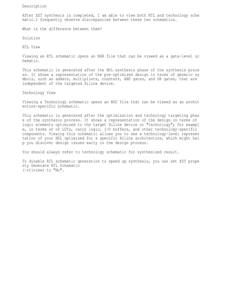 Rtl Vs Technology Schematic Pdf