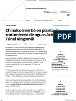 Planta de Tratamiento de Agua Del Tunel Kingsmill- Minera Chinalco