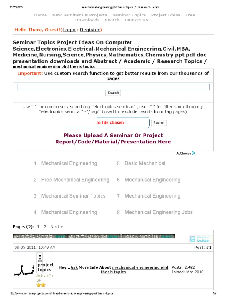 mechanical engineering thesis statement