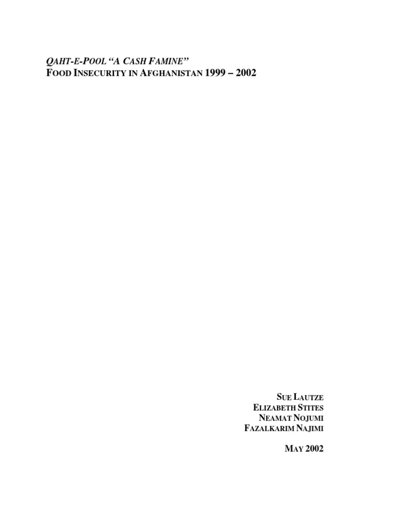 Food Insecurity in Afghanistan 1999-2002 | PDF