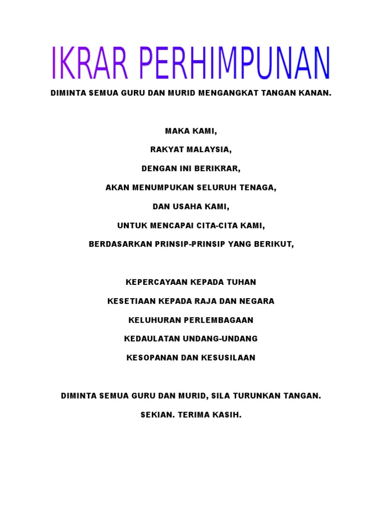 Ikrar Perhimpunan Pdf