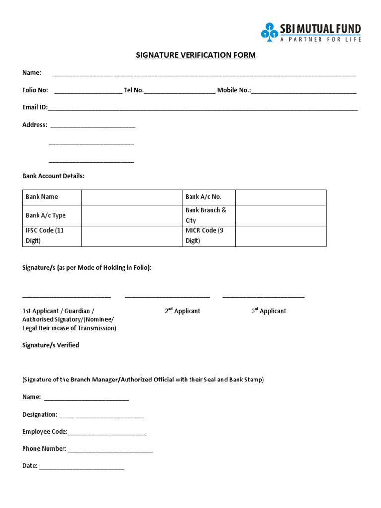 Signature Verification Form Pdf