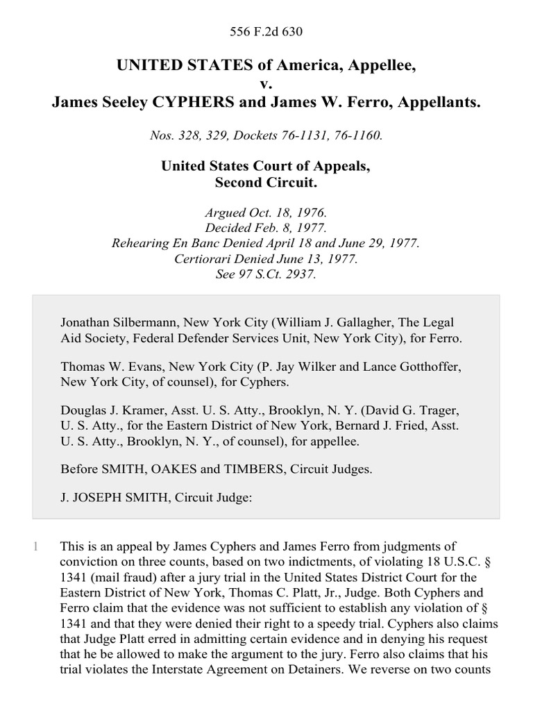 United States v. James Seeley Cyphers and James W. Ferro ...