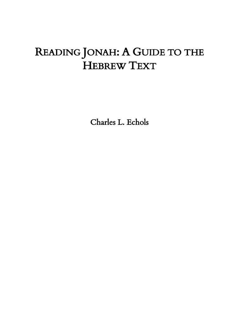 Reading Jonah A Guide To The Hebrew Text PDF | PDF | Adjective ...