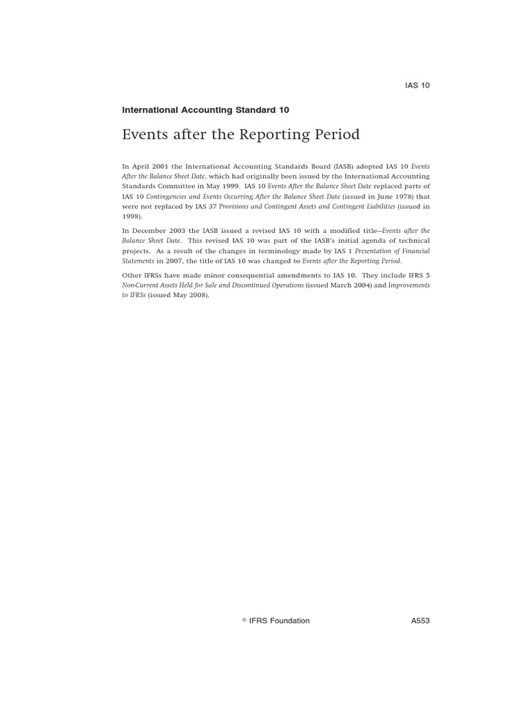 IAS 10 - Events After Reporting Period PDF | PDF | Going Concern ...