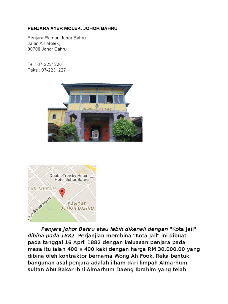 Penjara Johor Bahru Atau Lebih Dikenali Dengan | PDF