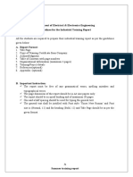 Department of Electrical & Electronics Engineering Guidelines For The Industrial Training Report