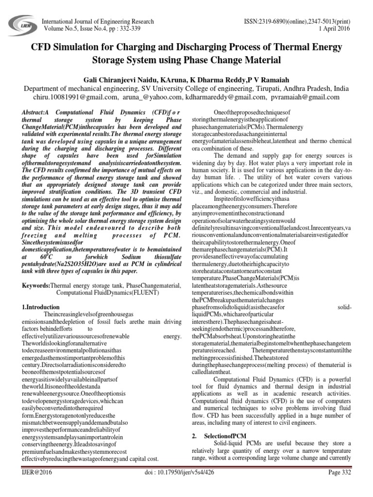 CFD Analysis of Thermal Energy Storage | PDF | Computational Fluid ...