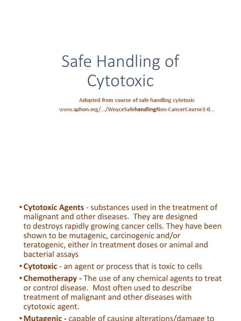 Safe Handling Cytotoxic Chemotherapy Cancer