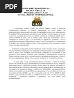 Carta Aberta Em Defesa Do SUAS