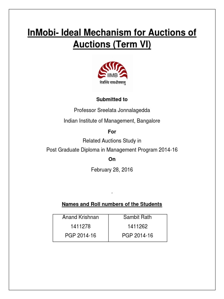 Ideal Mechanism For Auctions of Auctions | PDF | Experiment | Auction