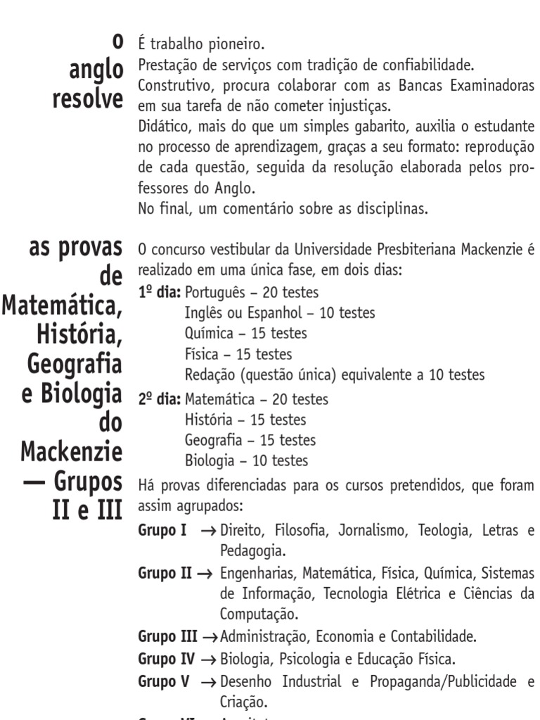 Provas e Resoluções do Vestibular Mackenzie | PDF | Petróleo | Brasil