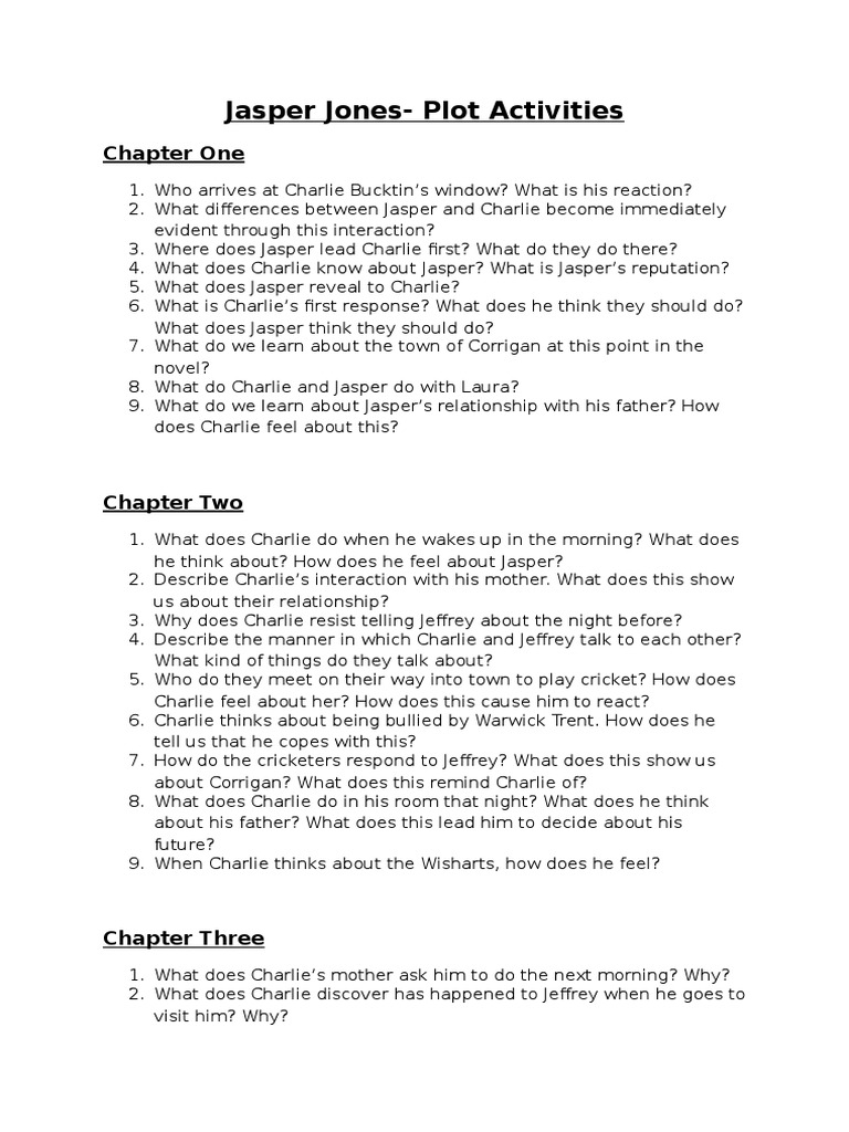 Jasper Jones Plot Activities PDF Novels