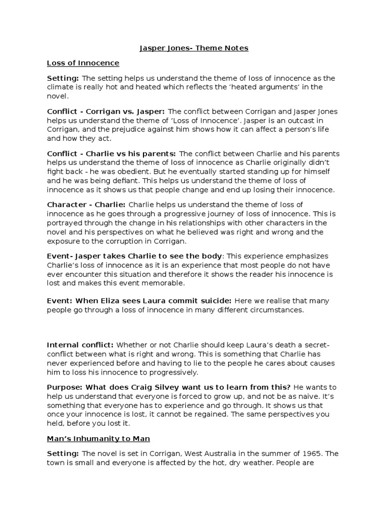 Jasper Jones Theme Notes PDF Truth Abusive Behaviour