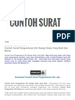 Contoh Surat - Contoh Surat Pengunduran Diri Resign Kerja Yang Baik Dan Benar