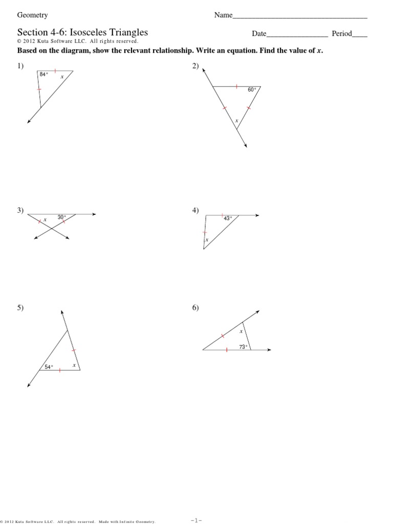 worksheet Isosceles Triangles Worksheet workbooks isosceles triangle worksheets free printable geo worksheet triangles section 4 6