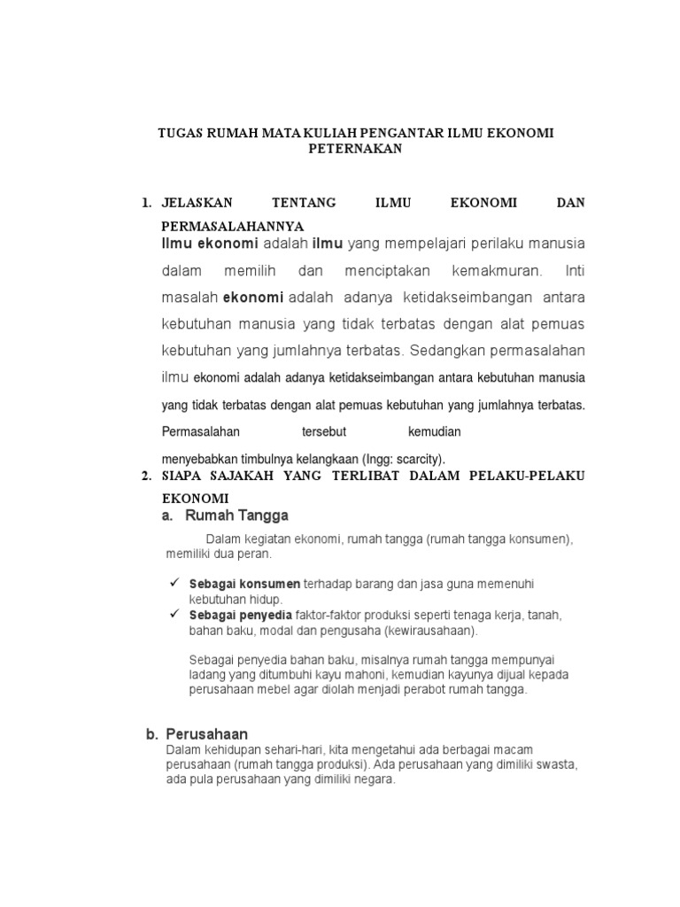 Tugas Mata Kuliah Pengantar Ilmu Ekonomi Ilmusosial Id