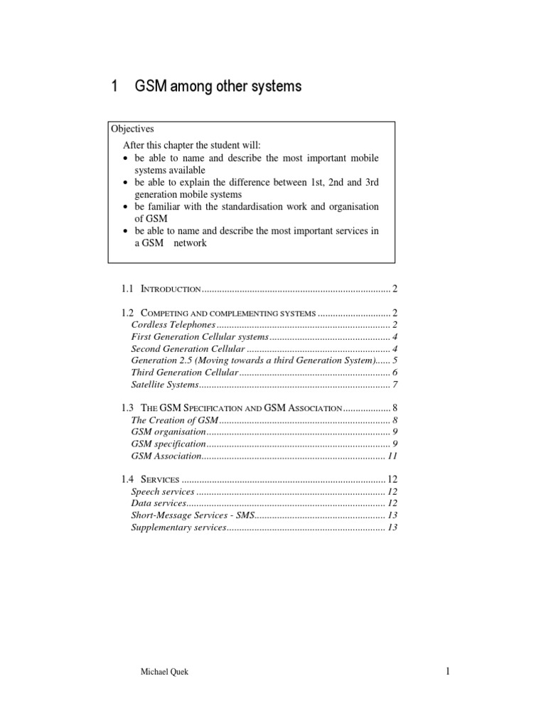 Overview of GSM and Mobile Systems | PDF