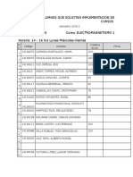 Alumnos Solicitantes para Implementacion de Cursos